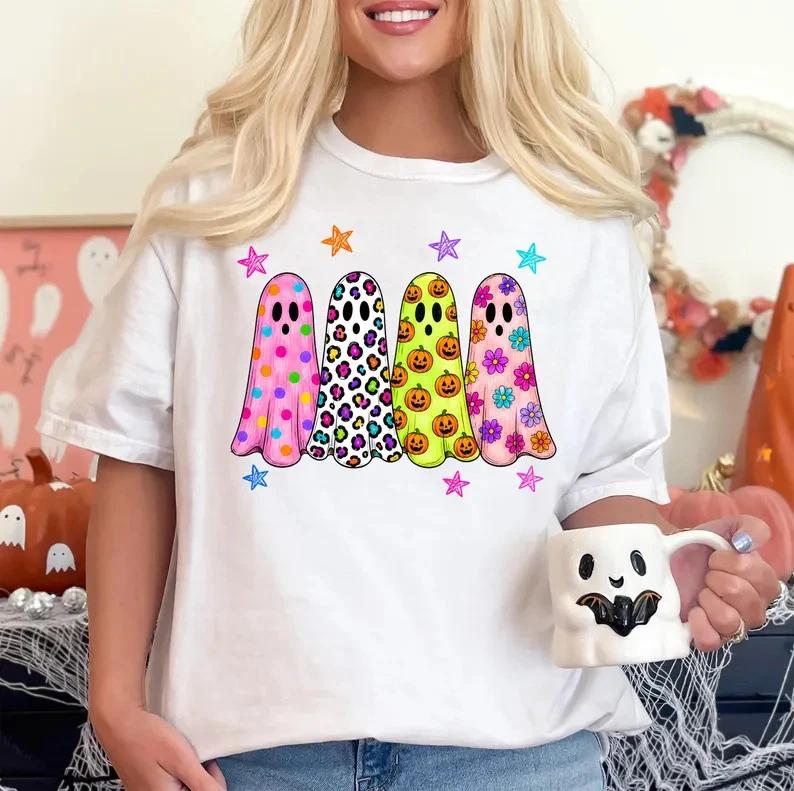 Halloween Kawaii Ghost T shirt Gift For Friends