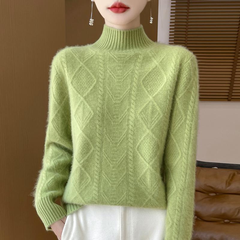 Women Sweater 100% Wool MODERN NEW SAGA Turtleneck Knit Pullover Thick Winter Jumpers Female Knit Tops