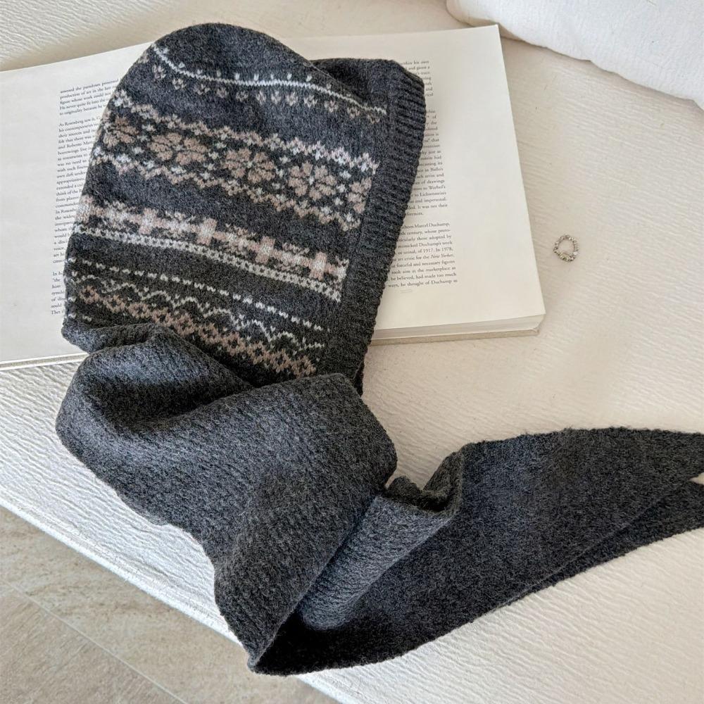 Шапка-пуловер Шапка с защитой ушей Шарф Шапка Вязаная шапка Модная шапка с капюшоном Уличная одежда