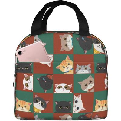 Сумка-ланчбокс с кошкой для детей, милый утепленный ланч-бокс с кошкой для девочек, женщин, мужчин, многоразовая сумка-тоут для ланча для офиса, работы, пикника, походов