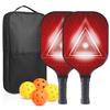 Набор для начинающих с лопатками из стекловолокна Pickleball включает в себя 2 ракетки, 2 мяча для игры в помещении, 2 мяча для улицы и 1 сумку для игры в мяч.