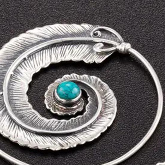 1 пара сережек-кольца, винтажные серьги в стиле бохо, искусственная бирюза, геометрические круглые украшения, резные женские спиральные