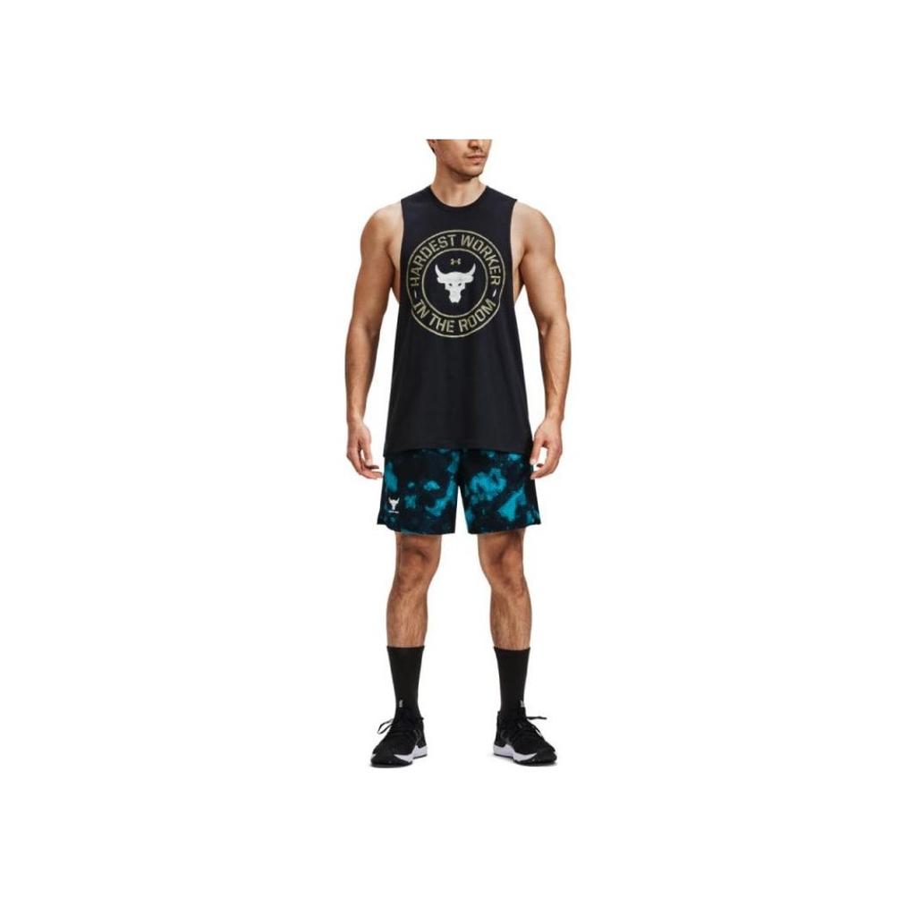Under Armour Мужская тренировочная майка без рукавов с круглым вырезом и принтом букв Johnson Series Project, черная 1370492-001