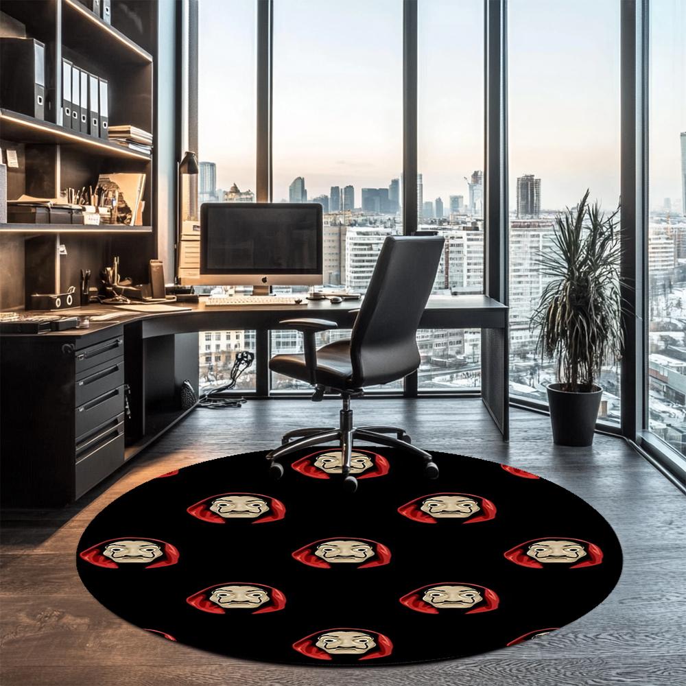 La Casa De Papel Printed Round Rug Carpet Chair Rug Area Rug Entryway Doormats,for Office Chair Living Room Bedroom Kitchen Room.