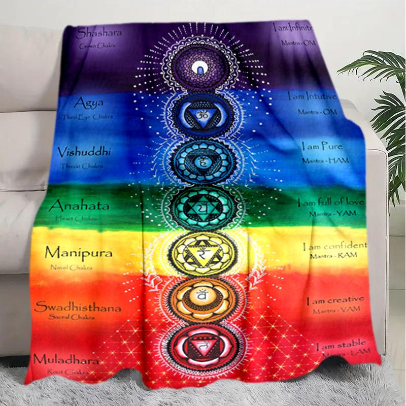 1PC Yoga Elements printed blanket, all season lightweight home office outdoor nap multifunctional blanket A12