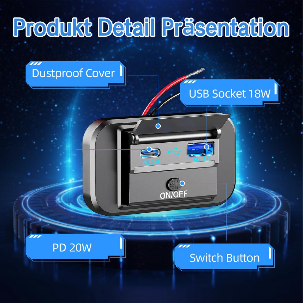 Простое в установке быстрое зарядное устройство PD Type C QC 0 USB для легкой зарядки Функции безопасности