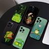 Мультяшный чехол для телефона с лягушкой для iPhone 17, 16, 15, 14, 13, 12 Plus, Max, Мягкий силиконовый черный чехол