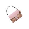 Coach Tabby 28 C Buckle Flap Color Block Monogram Leather Shoulder Crossbody Bag Large Women Bags Milk-Tea-Brown Black 4145-LHQ64