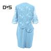 Women Plus Size Prom Dress O Neck Half Sleeve Embroidery Lace Floral Patchwork Dress Fake Two Pieces Wedding Party Dress