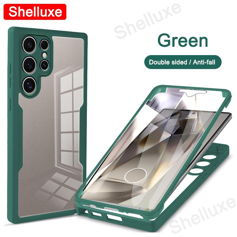 360 Полная защита корпуса Прозрачный чехол Shelluxe для Samsung Galaxy S25 S24 S23 Ultra S22 Plus S21 FE Силиконовая двусторонняя крышка