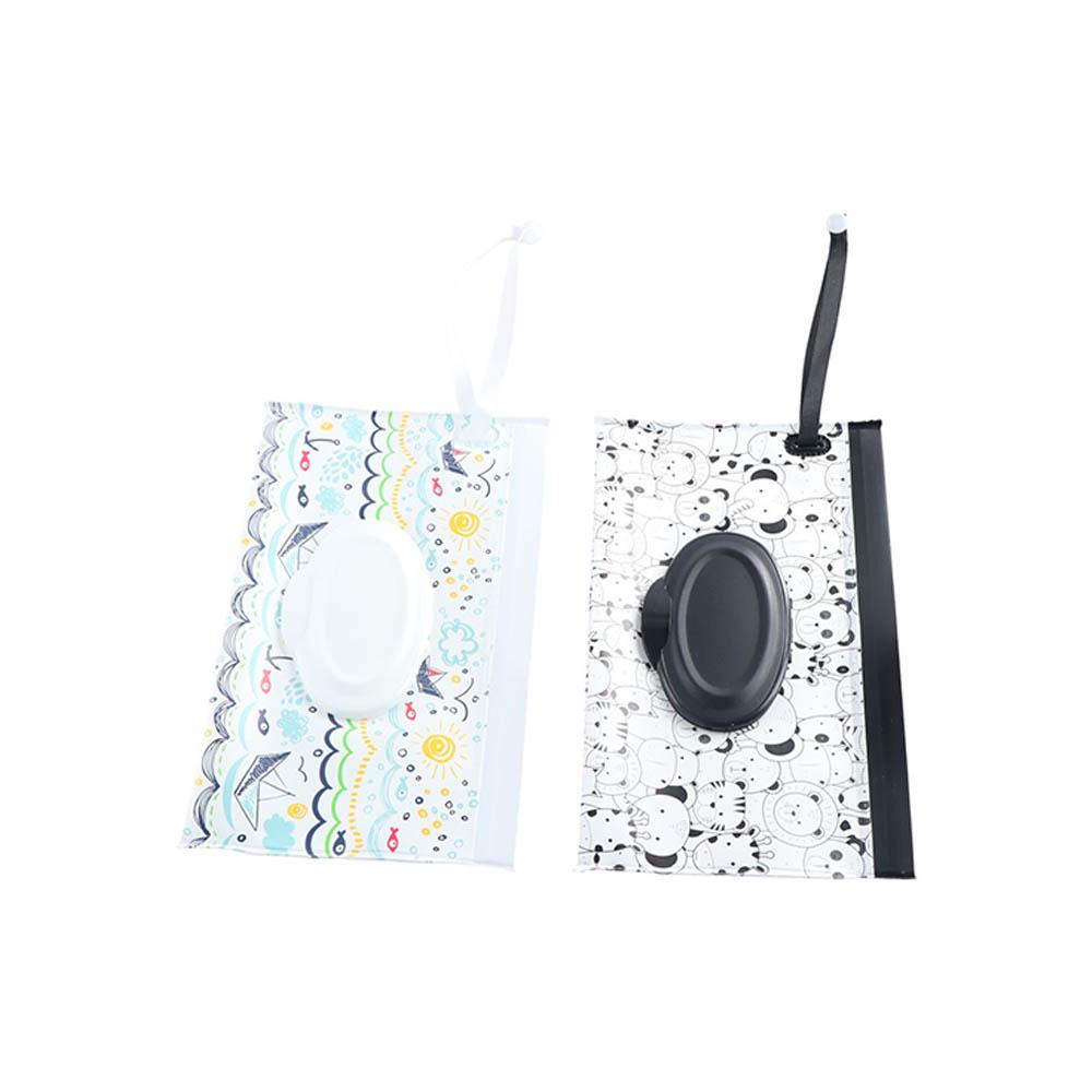 Cartoon Flip Cover Baby Stroller Accessory Wet Wipe Bag Wipes Holder Case Tissue Box Wet Wipe Pouch