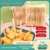 Transparent Two-Section Disposable Fruit Fork Set - Creative Bamboo Joint Design for Cake, Dessert, Pastry & Household Use