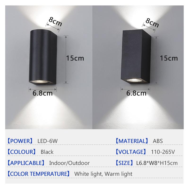 Waterproof LED Outdoor Wall Lamp IP65 Upper Lower Lighting Porch Garden Lamp Indoor Bedroom Bedside Home Decor Wall Light