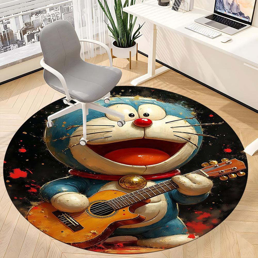 1pc Guitar Doraemon Office Round Area Rug, Indoor Mat Suitable For Office, Bedroom Living Room Home Decor, Room Deco, Offic a0928206