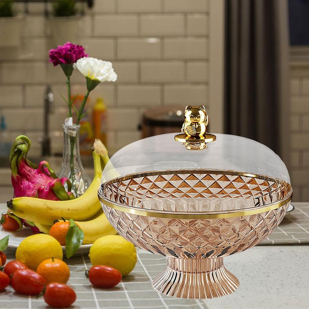 Фруктовая корзина-подставка с крышкой 21x25,8 см Декоративный поднос для хранения Сливной дизайн для семейных посиделок Легкий
