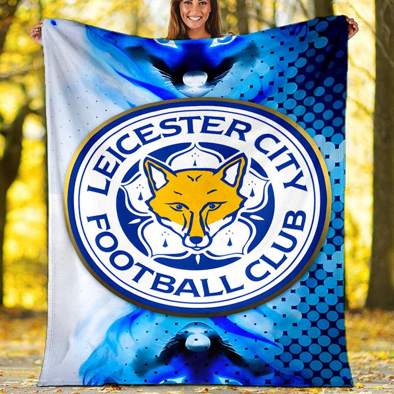 1pc Leicester City FC Theme Blanket - Digital Print, Polyester, Cozy for All Seasons, Perfect for Outdoor, and Travel