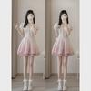 2025 Sweet Gradient Princess Puffy Dress - French Summer Style, Slim Waist
