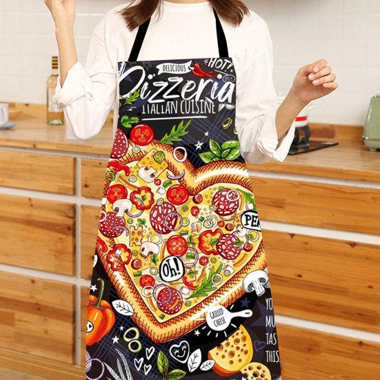 Cooking Apron Sleeveless Comfortable Wearing Clear And Real Image Reusable Anti-stain Waterproof Polyester Pizza Pattern Kitchen Apron Home Supplies