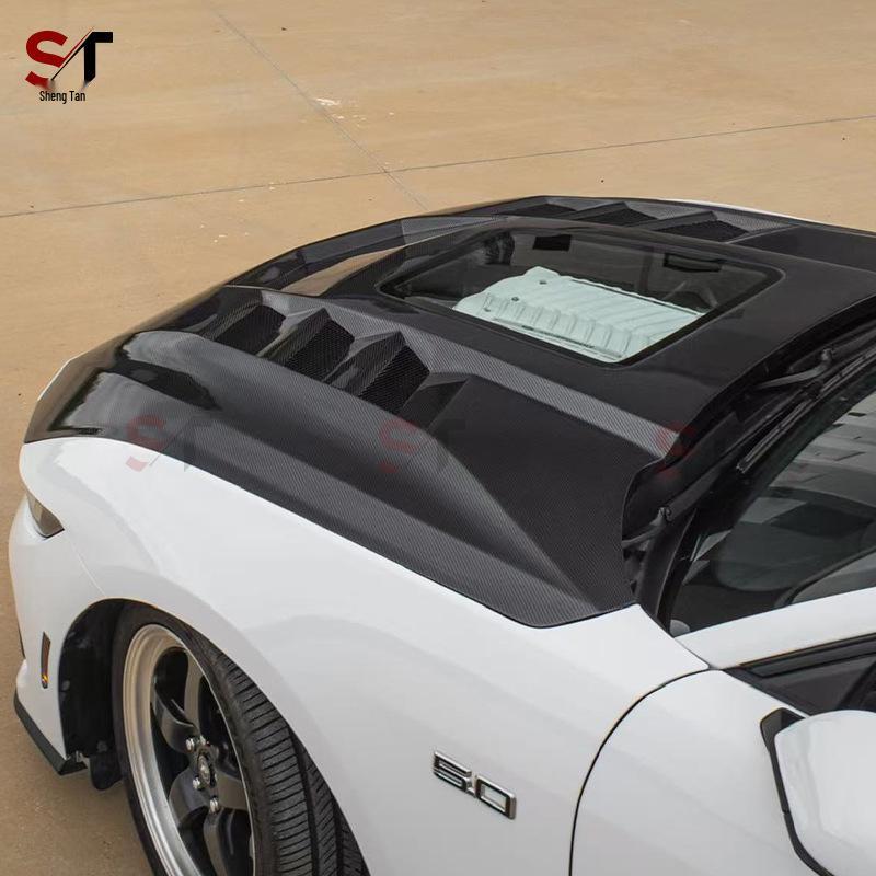 Ford Mustang Carbon Fiber Engine Hood: Transparent Style for 24+ Models