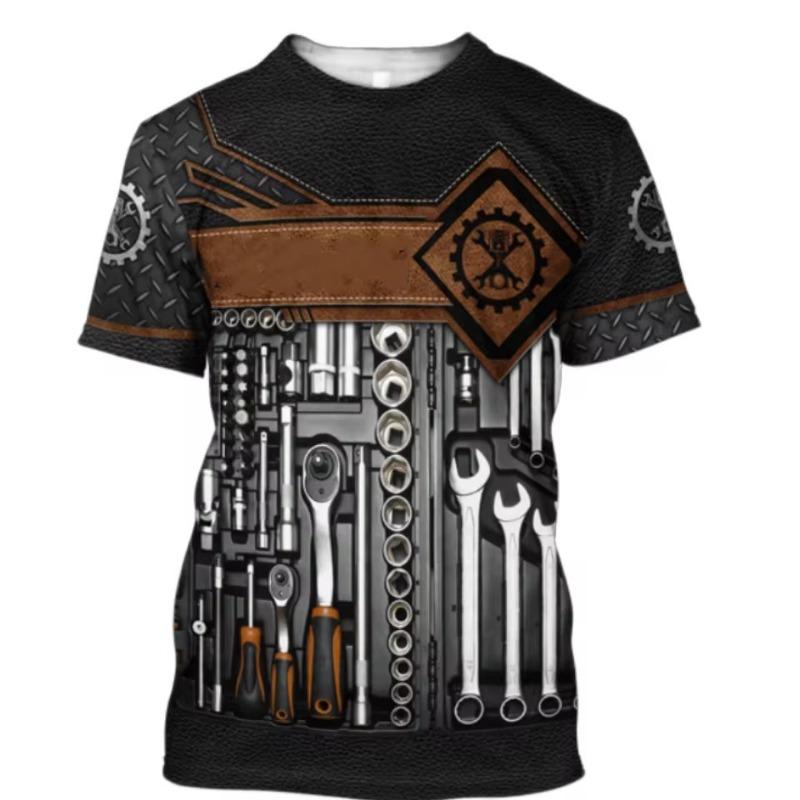 Men T Shirt Vintage T-shirt Summer Clothing Personalized Name Mechanic 3d Print Tops 6XL Street Casual Sports Oversized Pullover