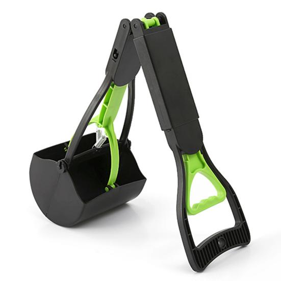 Pooper Scooper Long Handle No Touch Waste Pickup Tool for Large Medium Small Dogs Non-Breakable Folding Dog Poop Scooper for Lawn