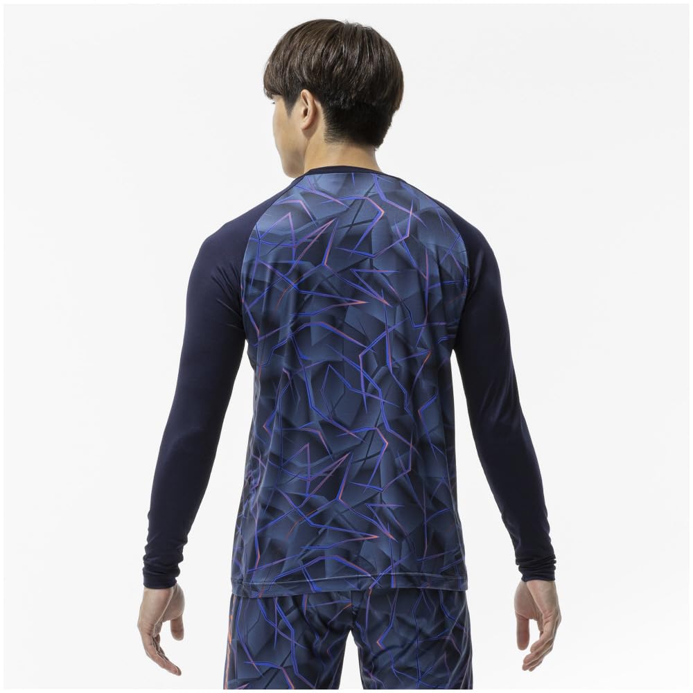 MIZUNO Global Elite Graphic Undershirt Long 12JADP88 XO Size Navy Baseball/Softball (Low Neck, Sleeve)