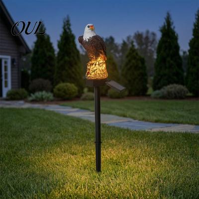 Decorative Garden Stake Lights Eagle Solar Light, Outdoor Waterproof LED Light with Resin Statue Stake, Bald for Courtyard Lawn Pathway Decor