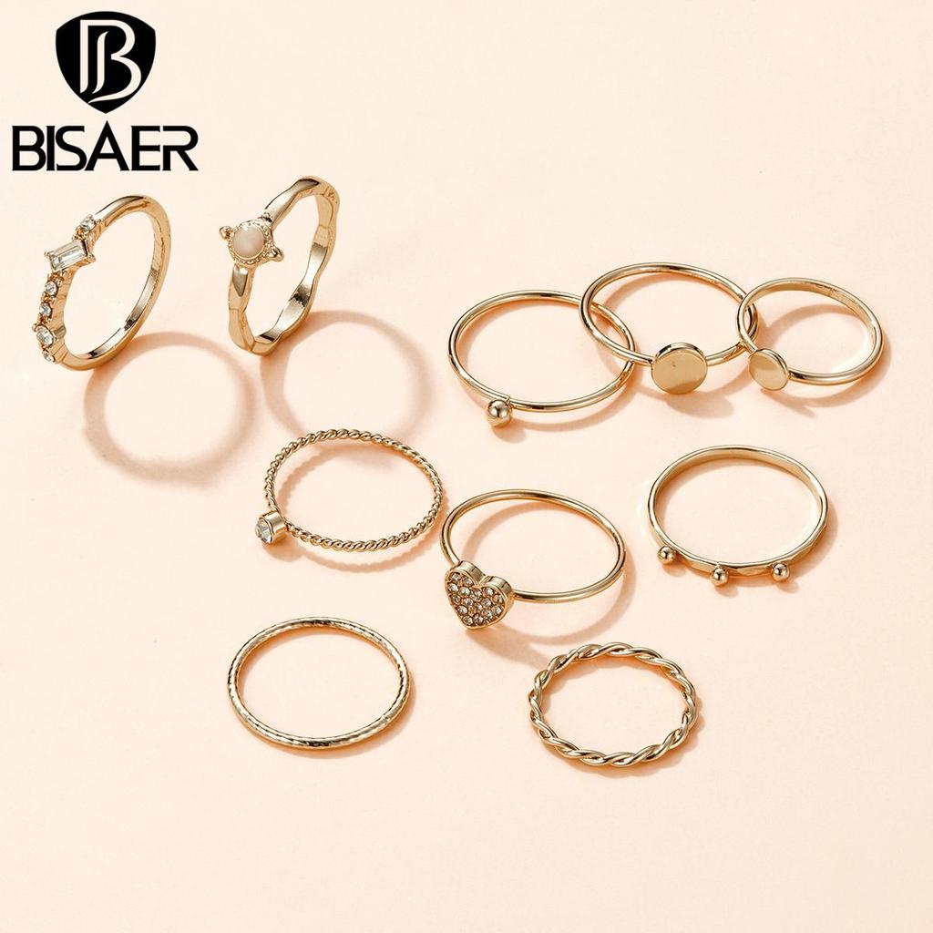 Bisaer Rhinestones & Round Beads Alloy Ring-girl Set for Ladyies Daily Jewelry