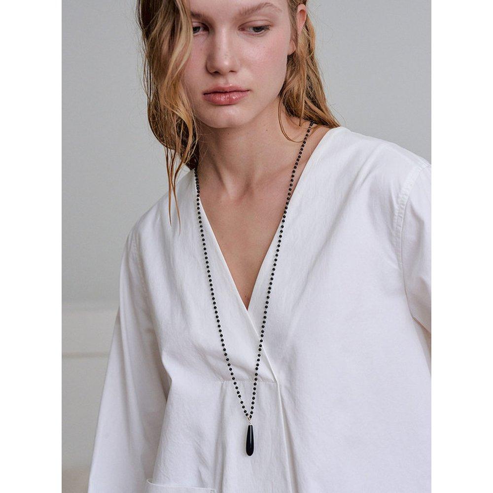 Onyx Drop Long Necklace