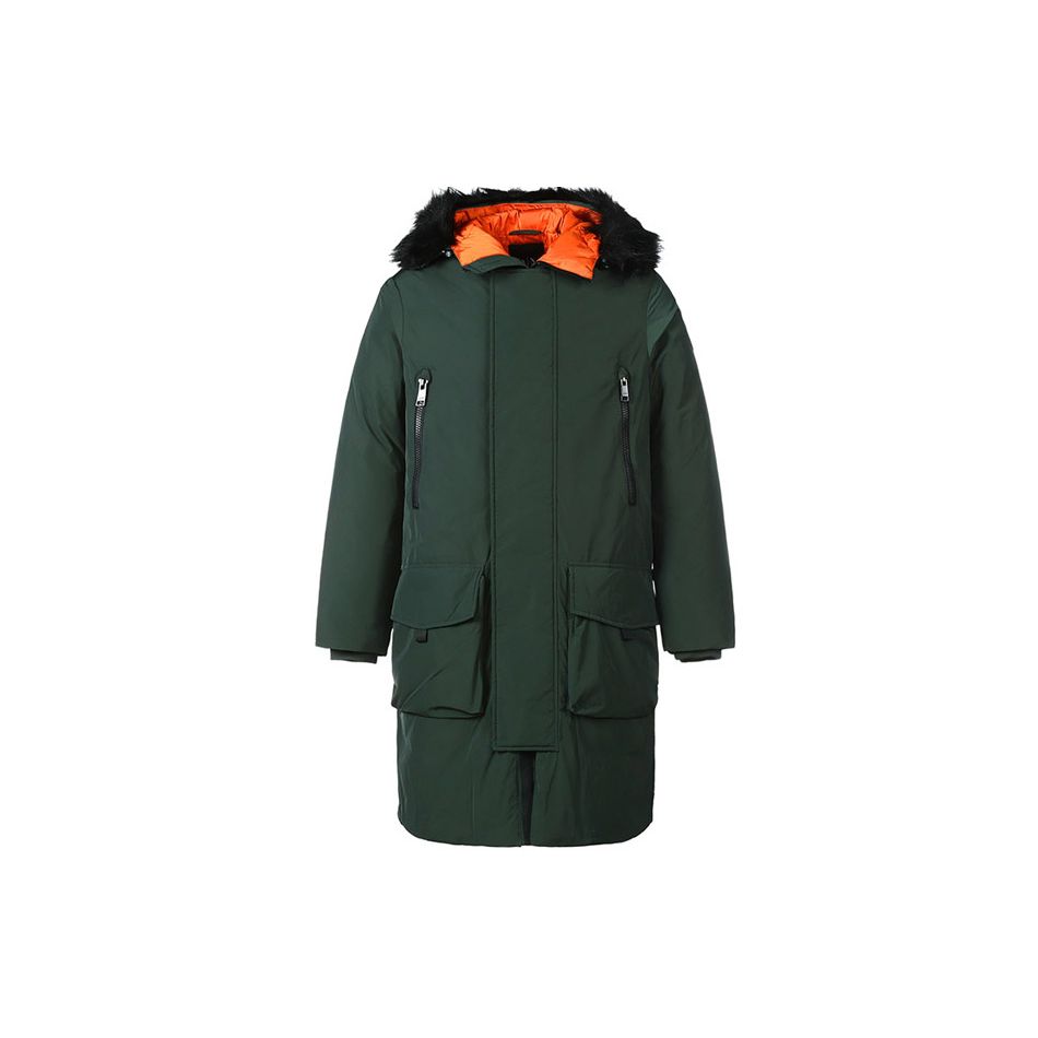 Armani Exchange Solid Color Mid-Length Hooded Cotton Coat Men Coats Deep-Forest-Green 6KZL48-ZNITZ-1863