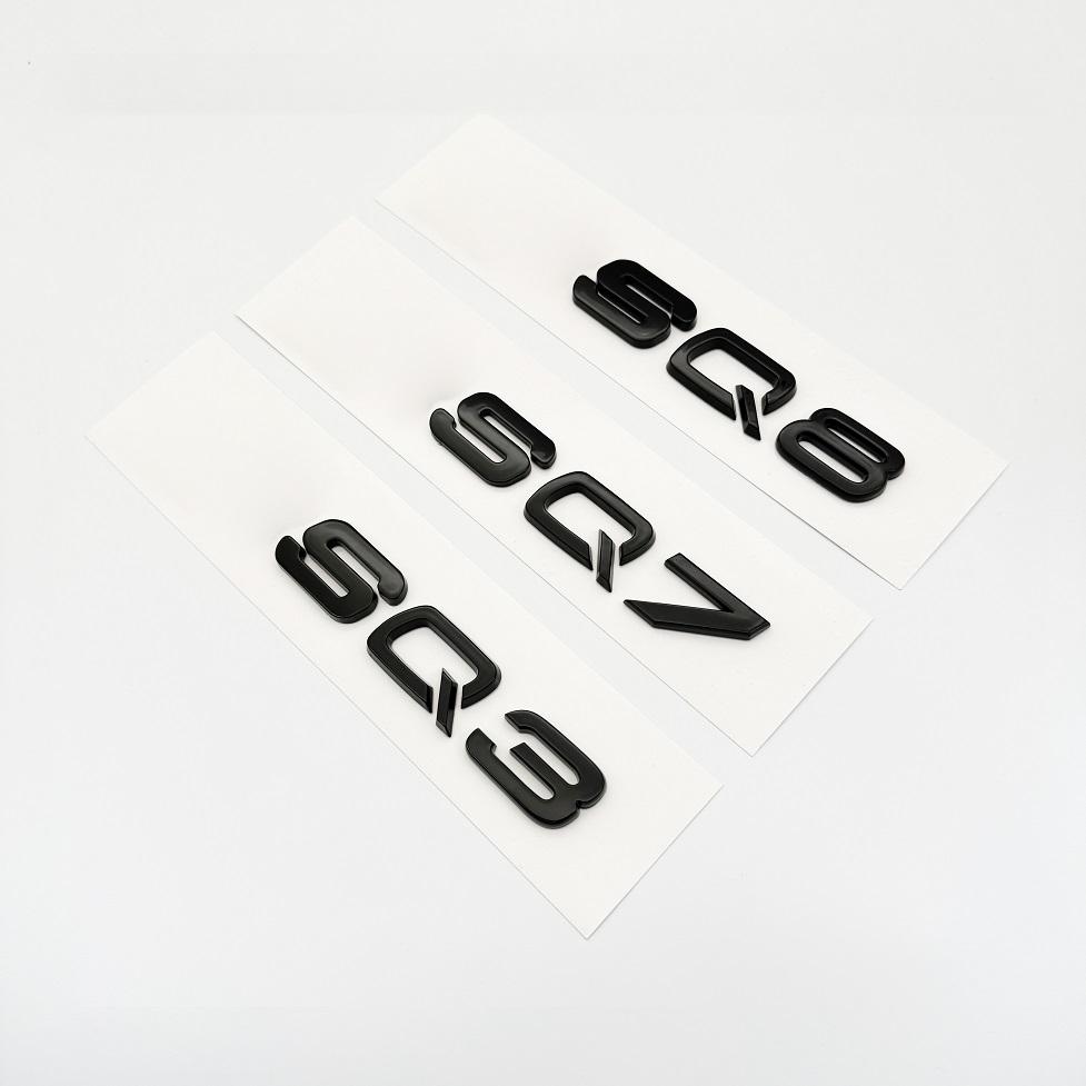 Glossy Black Car Sticker Emblem For Audi RSQ3 RSQ7 RSQ8 Rear Trunk ABS Letters Decor Badge Decals