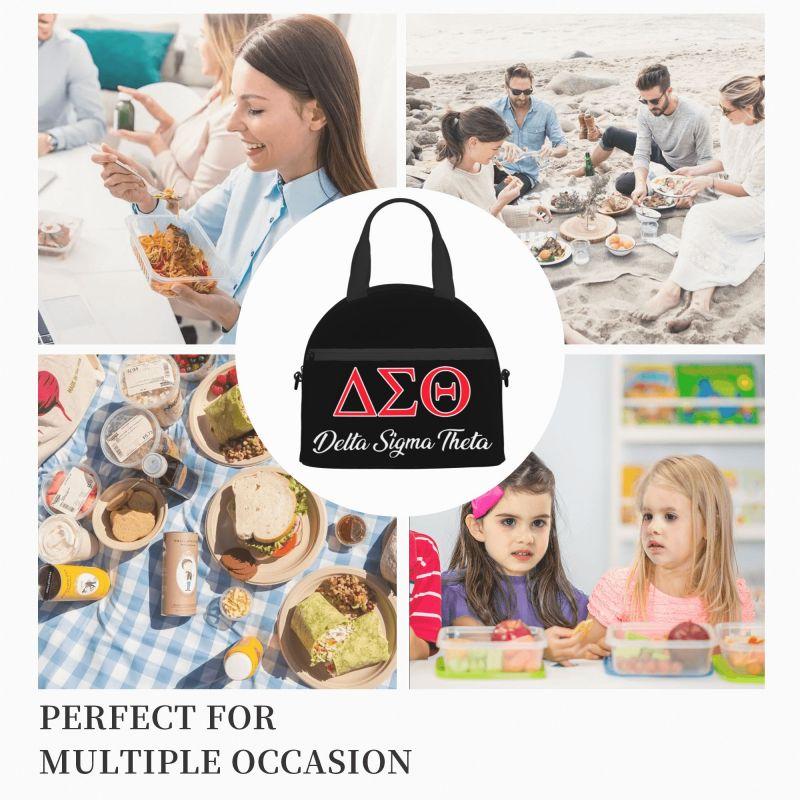 Delta Sigma Theta Sorority Insulated Lunch Bag Women Resuable Thermal Cooler Bento Tote Bag for Work Travel Picnic