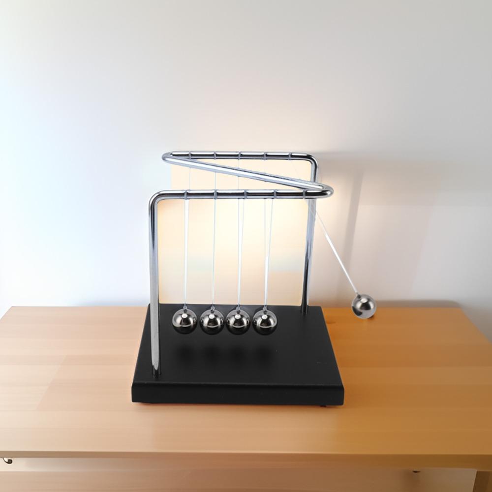 5.51x4.65x5.91in Balance Pendulum Ball Wooden Base Physics Toy Steel Swing Balls Home Decoration