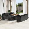 11-Piece Garden Sofa Set with Black Cushions In Poly Rattan Acacia, 2-Seater Garden Sofa with Storage 3364454