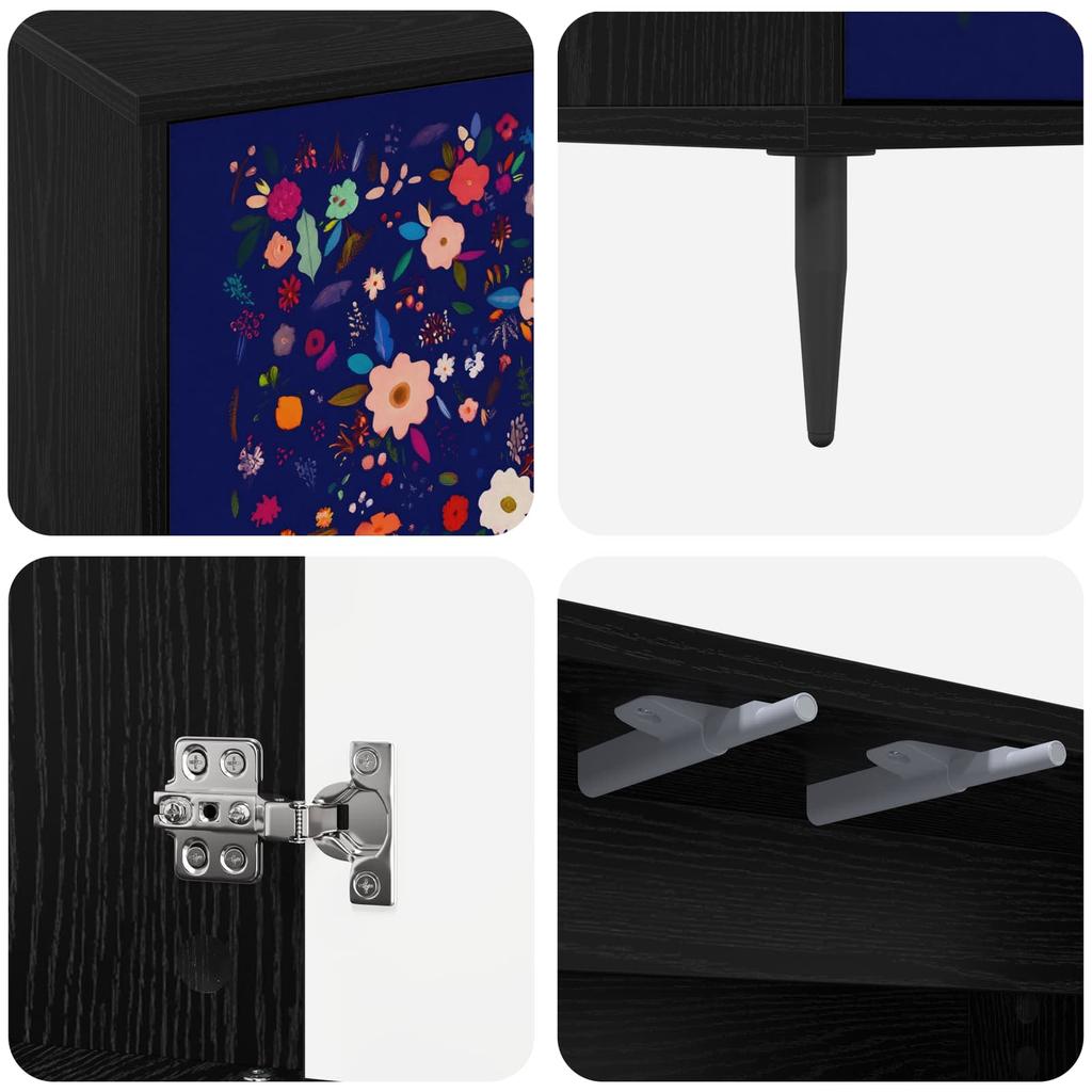 TV Cabinet MAINZ 102 x 33 x 51 cm Black Oak Effect