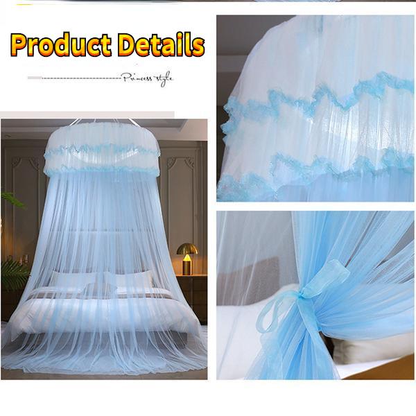 2027 New Dome Ceiling Mosquito Net Fresh Encryption Net Yarn Princess Wind Free Installation Floor Ceiling Mosquito Net high quality