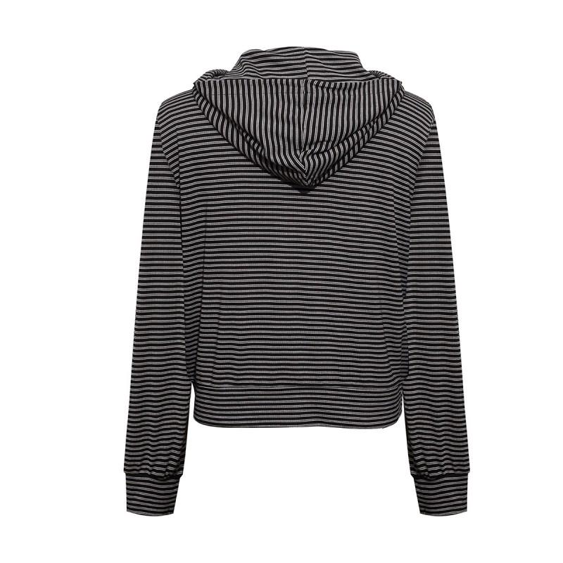 Striped Hooded Zip Sweatshirt American Retro Gothic Street Style Loose Fit Teens