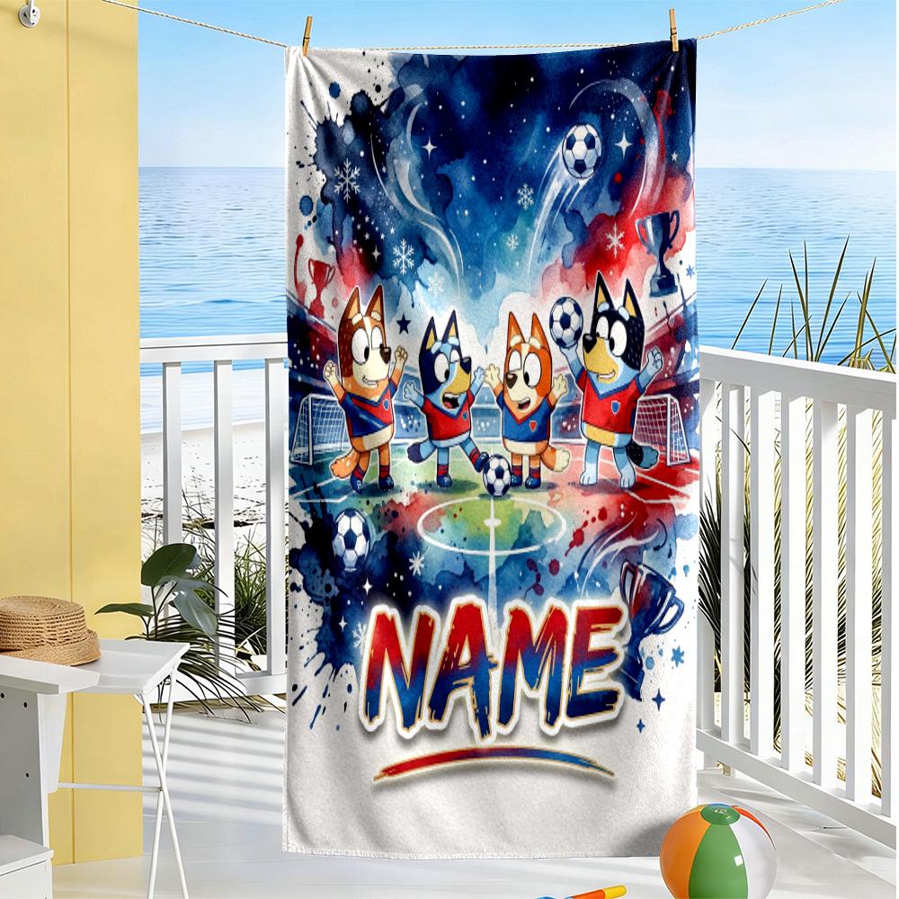 Rainbow Soccer Adventure Customize Your Name Beach Towel High Absorbency & Quick-Dry Suitable for Sports Travel Swimming Yoga Bathroom Beach And Pool