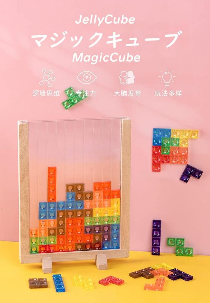 Tetris Style Game Tangram Wooden Puzzle Sage Puzzle 3D Puzzle Montessori 3D Tetris Creative 3D Russian Desktop Game Building Blocks Board Tangram Math