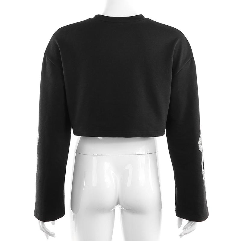 Women Dragon Print Hoodies Fashion Casual Female Loose Short Top Pullover Sweatshirts Streetwear New Autumn Outfit