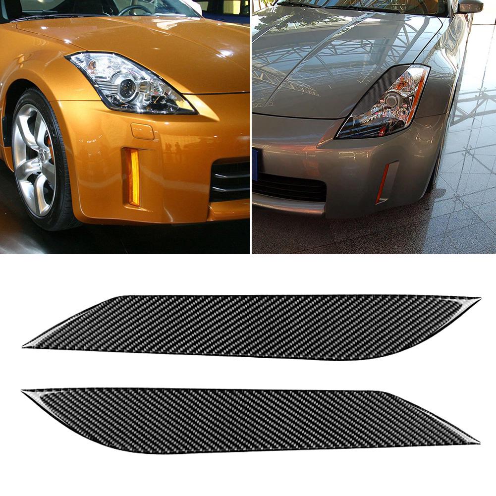 Пара карбоновых накладок на фары, брови, веки, подходит для Nissan 350Z 2003-2009