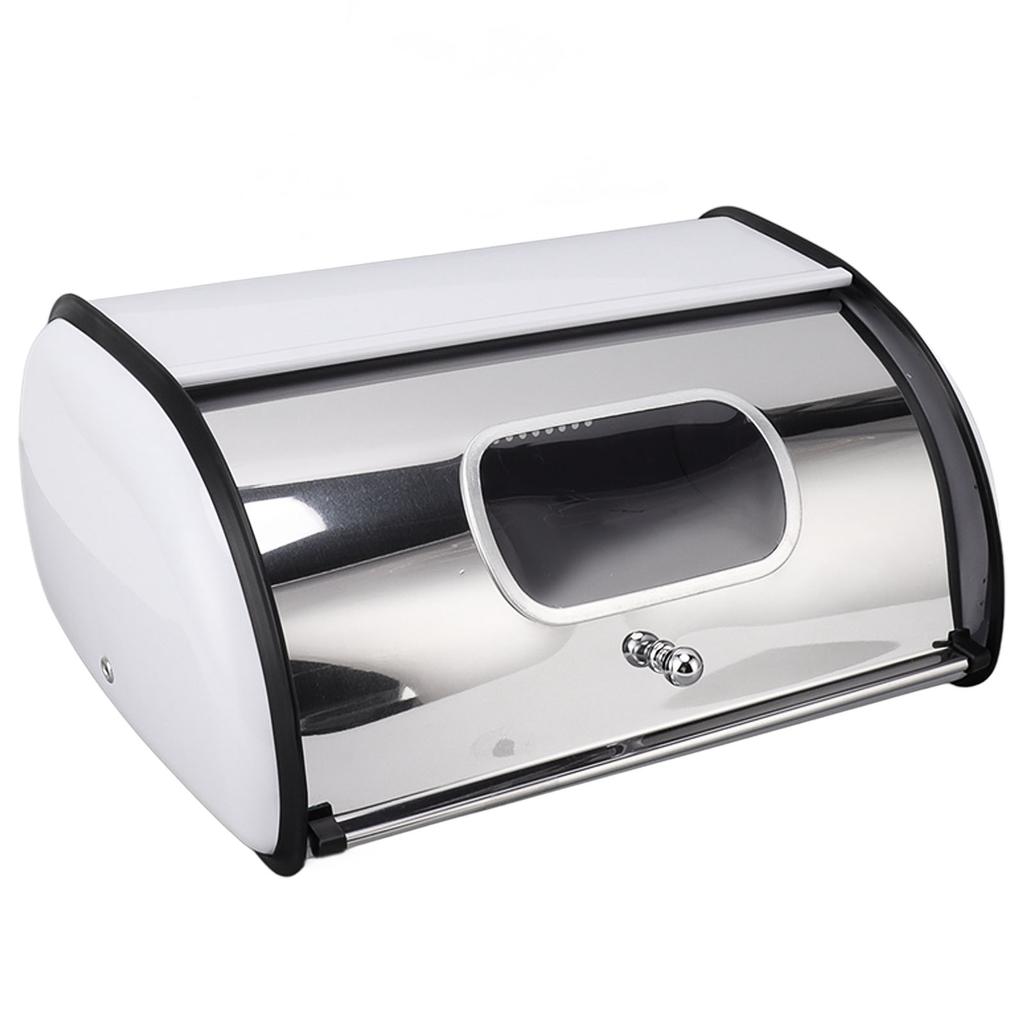 Bread Box with Small Window Large Capacity Iron Bread Bin Food Storage Container Holder for Home Kitchen Countertop