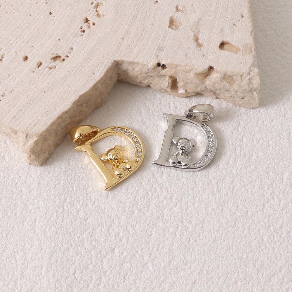Letter D Bear Diamond Pendant: CuteCute Style DIY Necklace Ornament
