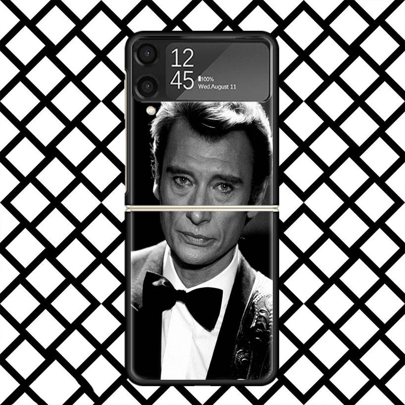 Johnny Hallyday Music Phone Case For Samsung Z Flip 7 6 5 4 3 Galaxy ZFLIP7 ZFlip6 5G Flip5 Flip4 Flip3 5g Black Hard Cover