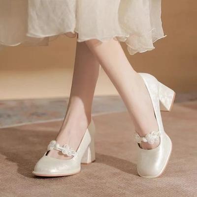 Модная женская повседневная обувь, осенняя мода, туфли на толстом каблуке, женские туфли на высоком каблуке, дышащие, с неглубоким носком, женские туфли-лодочки