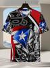 Men's Puerto Rico Taino Cultural T-Shirt - Short Sleeve Breathable Tee with Coqui Frog, Puerto Rico Flag & Taino Symbols, Casual Round Neck Shirt