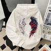 Американский Ретро Принт Розы и Крыльев Осенне-Зимний Новый Худи Мужской и Женский Свободный Флис Свободная Толстовка