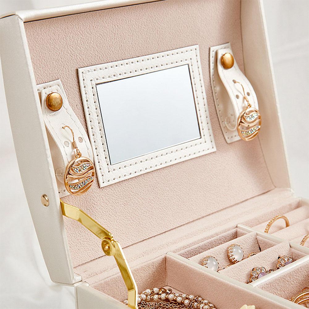 Leather Jewelry Storage Box - Organizer for Rings, Earrings, Necklaces, Makeup & Watch