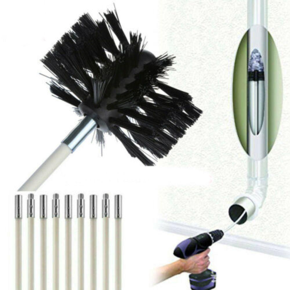Flexible Flue Cleaning Rods Chimney Sweep Kit Sweeping Brush Rod Kit