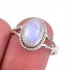 Natural Rainbow Moonstone Gemstone Handmade 925 Solid Silver Gift Ring S.8 M1t58